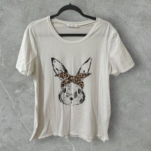 Eighty Eight graphic bunny print white short sleeve Tee shirt size 1x